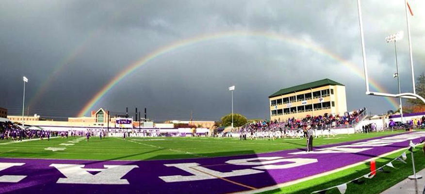 Double Rainbow over WSU Football Field During Homecoming Game